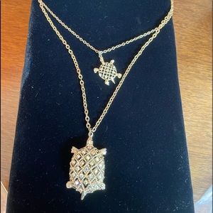 Double strand 2 Tortoise with crystals necklace.